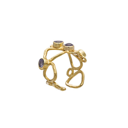 Thalia Adjustable Gemstone Ring: Labradorite