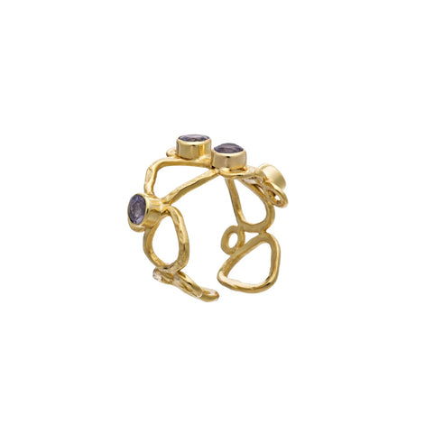 Thalia Adjustable Gemstone Ring: Labradorite