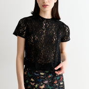 Rufaro Lace Trim Short Sleeve Blouse - Black
