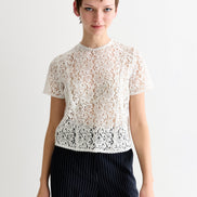 Rufaro Lace Trim Short Sleeve Blouse - Off White