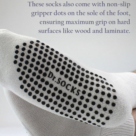 4 Pack Short Bamboo Diabetic Socks With Grips for Men and Women