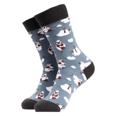 1 Pack Men's & Ladies Animal Design Crew Cotton Socks
