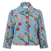 Salut Tulip Jacquard Short Jacket - Blue