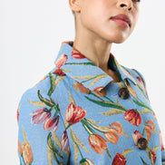 Salut Tulip Jacquard Short Jacket - Blue