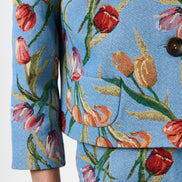 Salut Tulip Jacquard Short Jacket - Blue