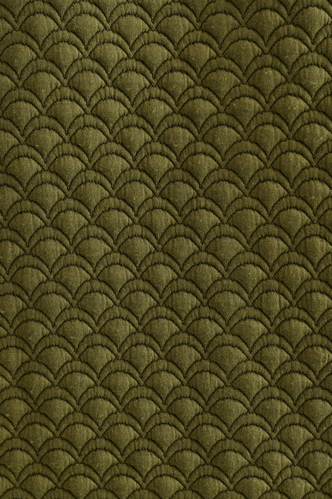 Flory Scallop Quilt Wide Leg Trouser - Moss Green