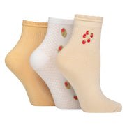 3 Pack Ladies Ribbed Anklet Socks with Frill Welt - Soft Stylish Everyday Fit