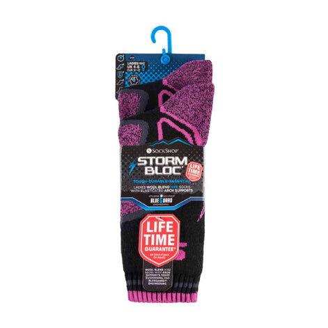 2 Pack Ladies Wool Blend Hiking Socks with Arch Support