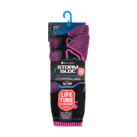 2 Pack Ladies Wool Blend Hiking Socks with Arch Support