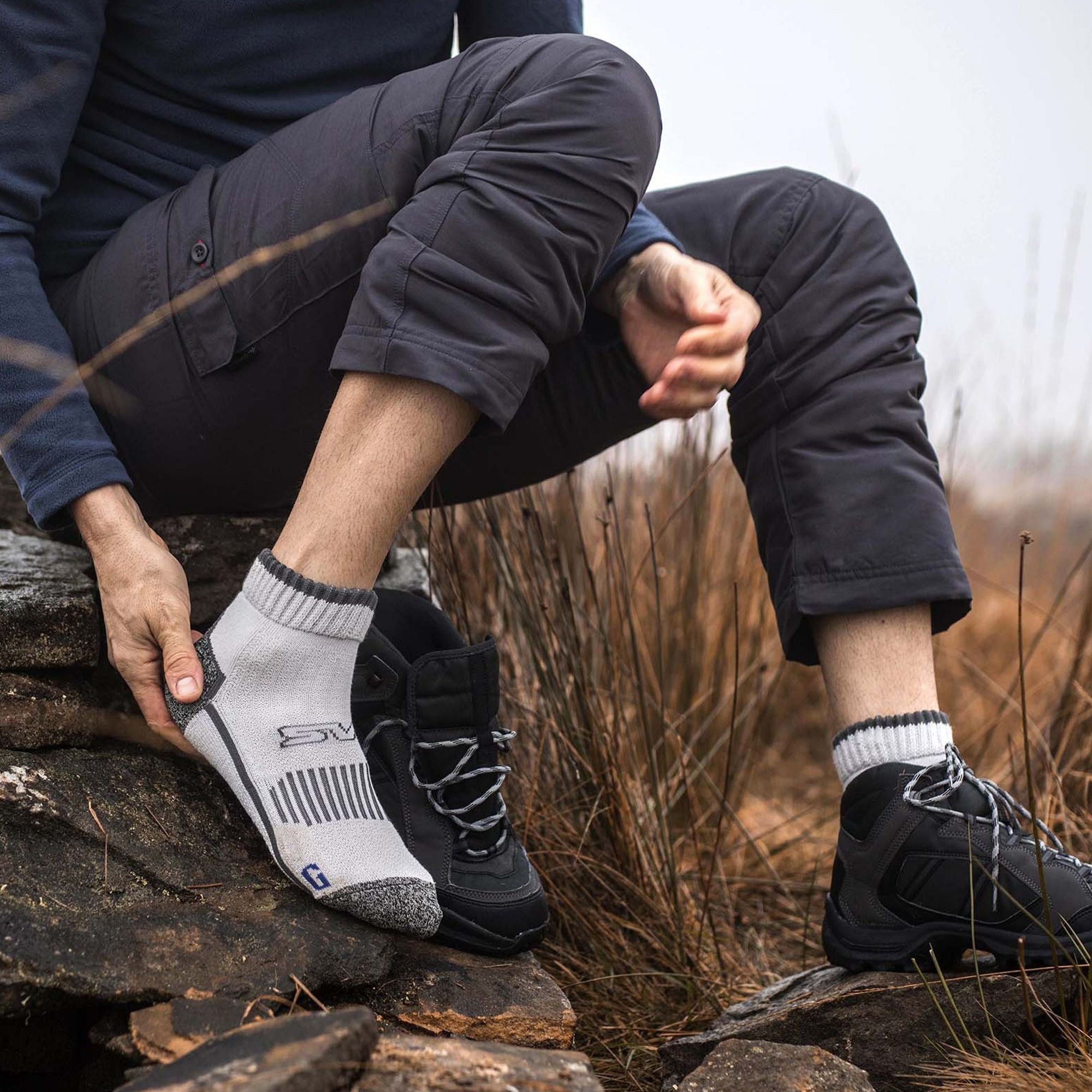 1 Pack Men's Cotton Reinforced Ankle Hiking Walking Trekking Socks