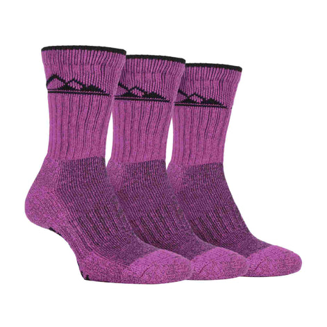 3 Pack Ladies Cushion Sole Outdoor Cotton Rich Hiking Boot Socks