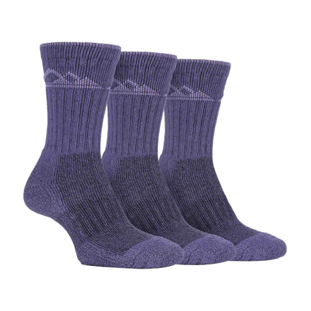 3 Pack Ladies Cushion Sole Outdoor Cotton Rich Hiking Boot Socks