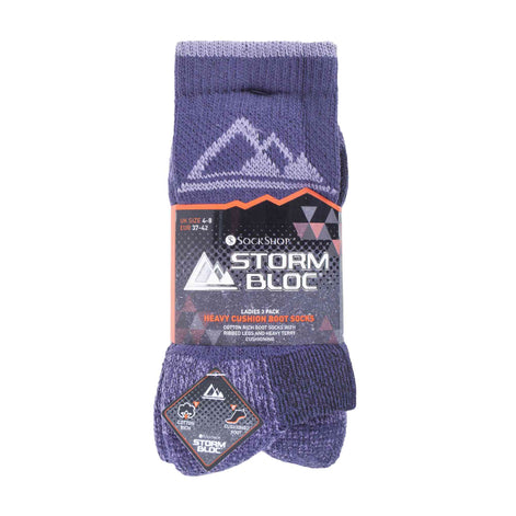 3 Pack Ladies Cushion Sole Outdoor Cotton Rich Hiking Boot Socks