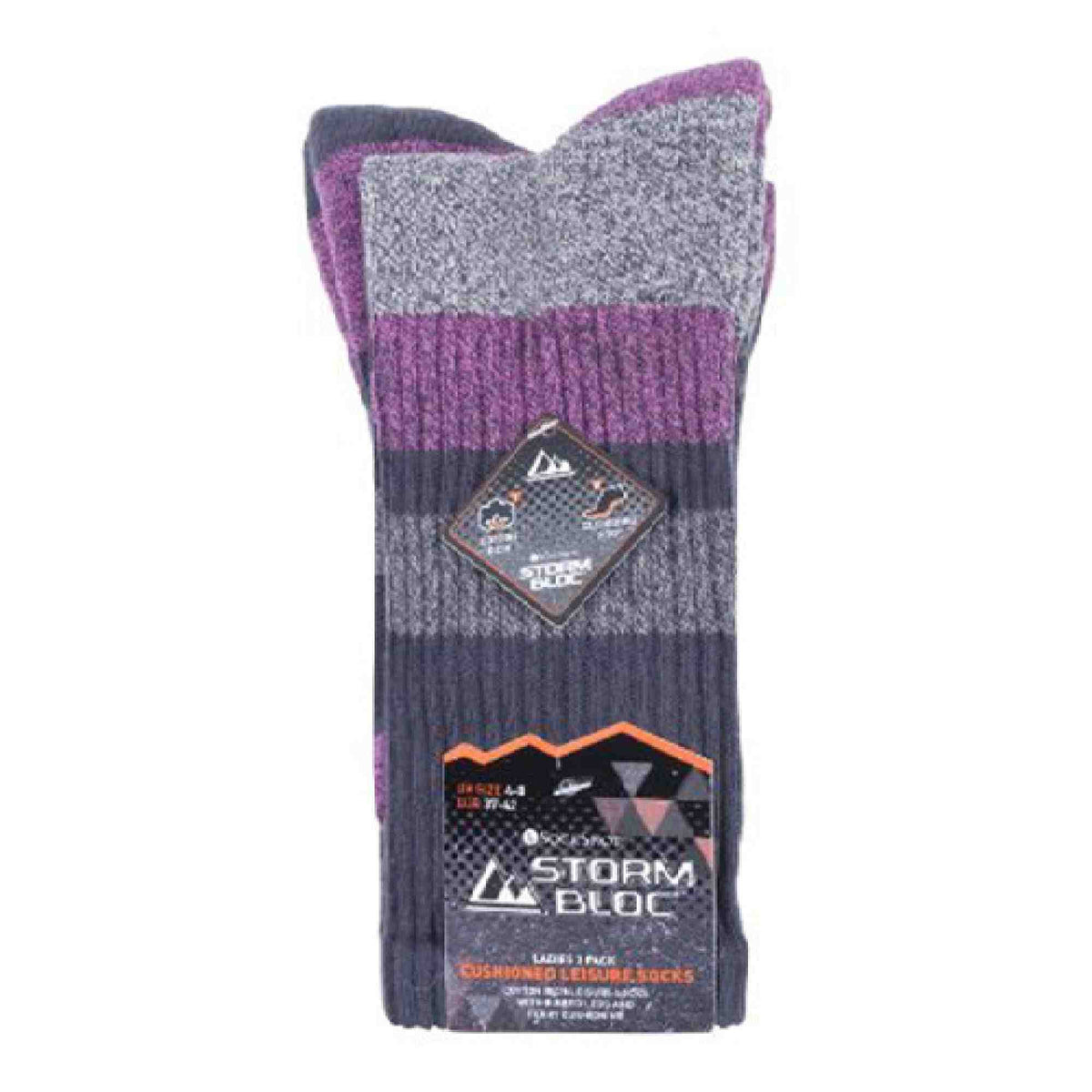 3 Pack Ladies Anti Blister Cotton Hiking Socks with Padded Sole