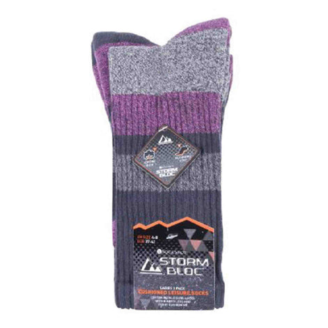 3 Pack Ladies Anti Blister Cotton Hiking Socks with Padded Sole