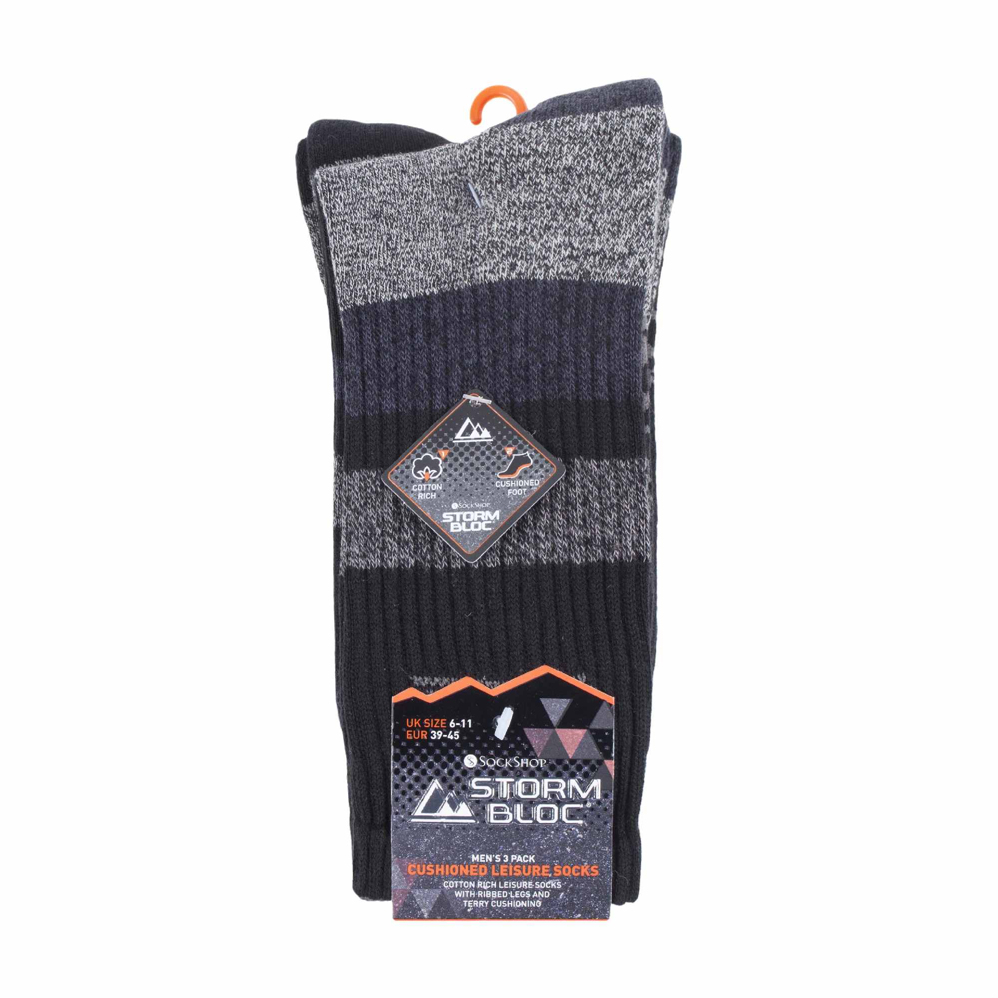 3 Pack Men's Cushion Sole Cotton Hiking Socks