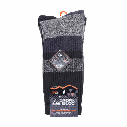3 Pack Men's Cushion Sole Cotton Hiking Socks