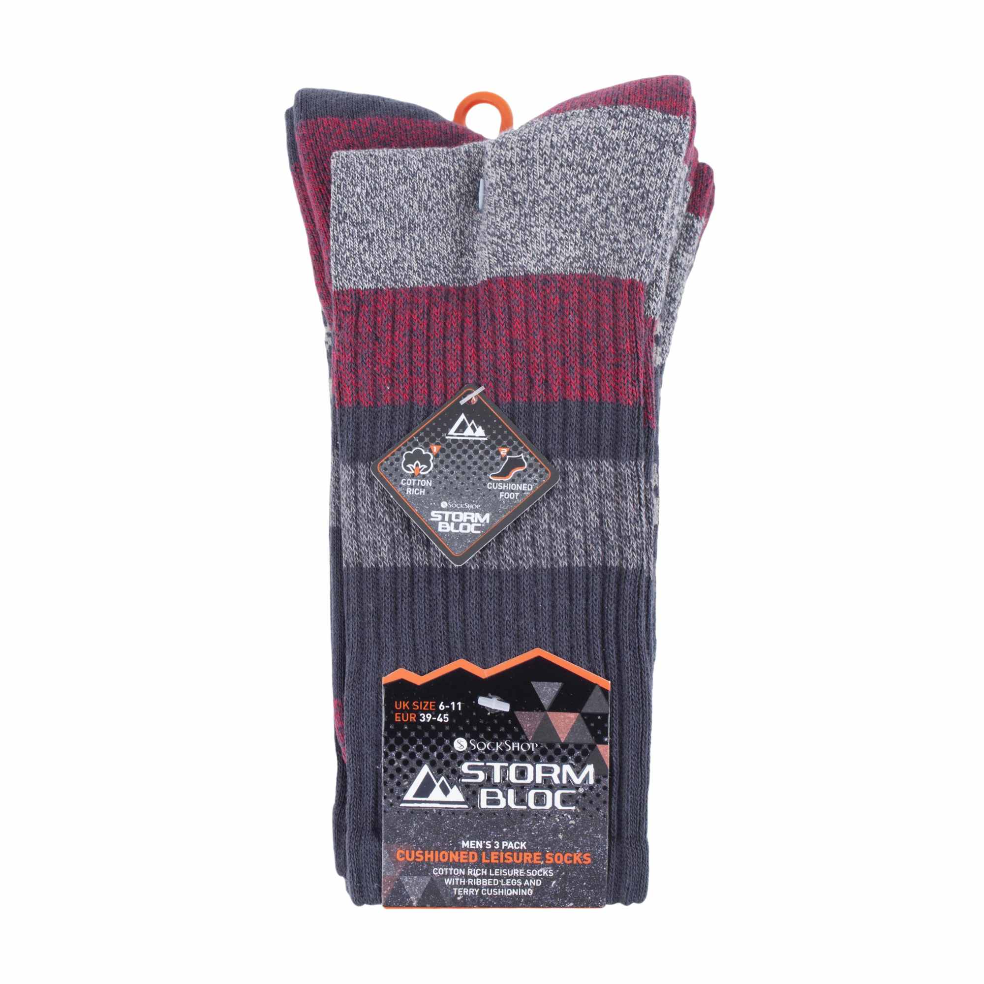 3 Pack Men's Cushion Sole Cotton Hiking Socks