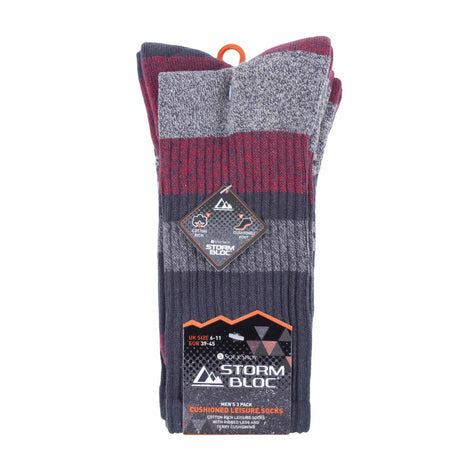 3 Pack Men's Cushion Sole Cotton Hiking Socks