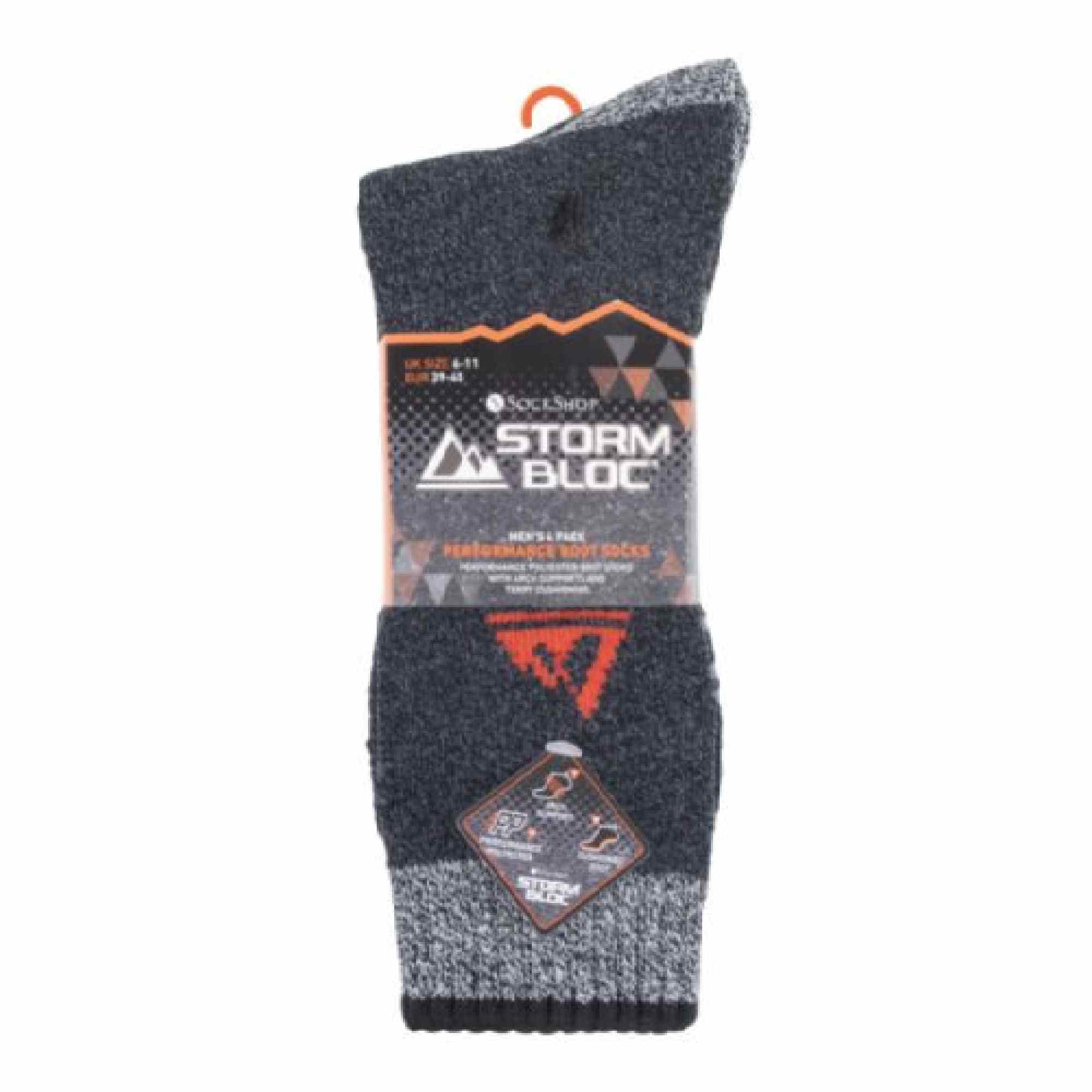 4 Pack Men's Cushion Sole Hiking Work Boot Socks