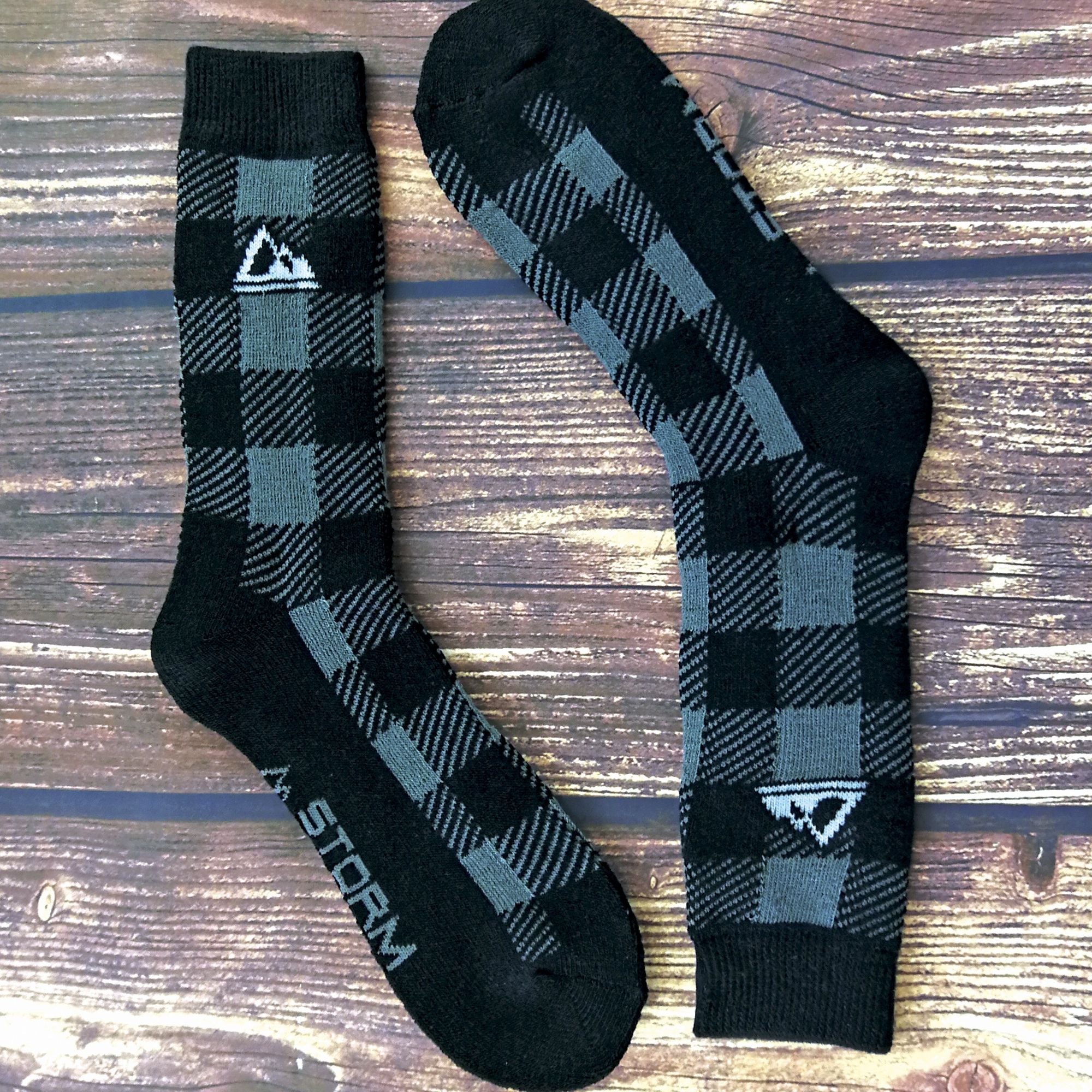 2 Pack Men's Thick Cushioned Patterned Winter Warm Thermal Boot Socks for Hiking