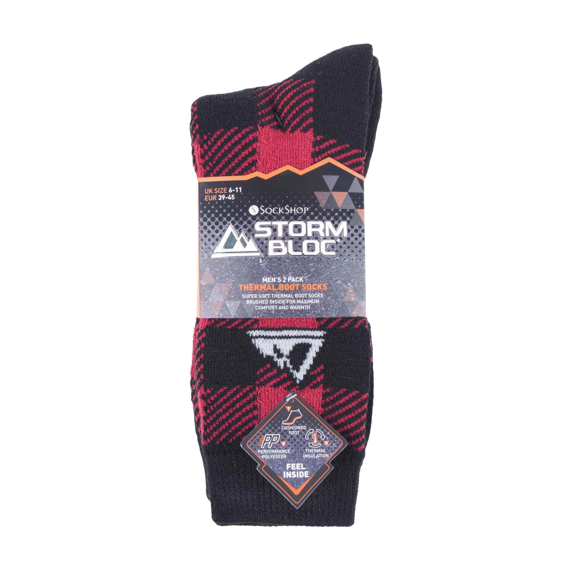 2 Pack Men's Thick Cushioned Patterned Winter Warm Thermal Boot Socks for Hiking