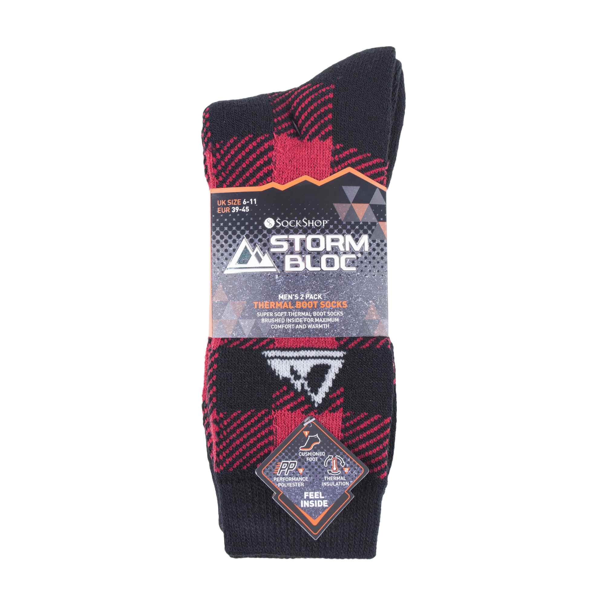 2 Pack Men's Thick Cushioned Patterned Winter Warm Thermal Boot Socks for Hiking