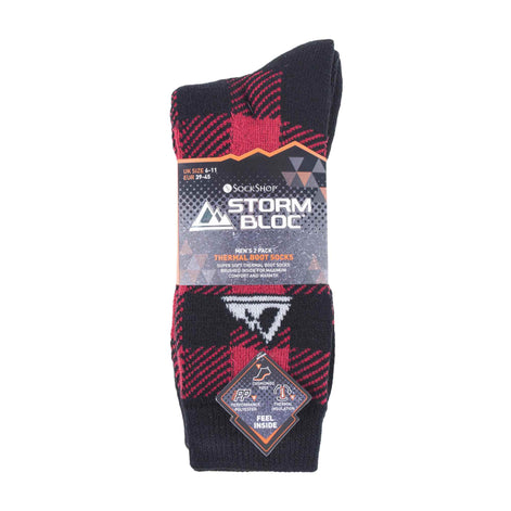 2 Pack Men's Thick Cushioned Patterned Winter Warm Thermal Boot Socks for Hiking