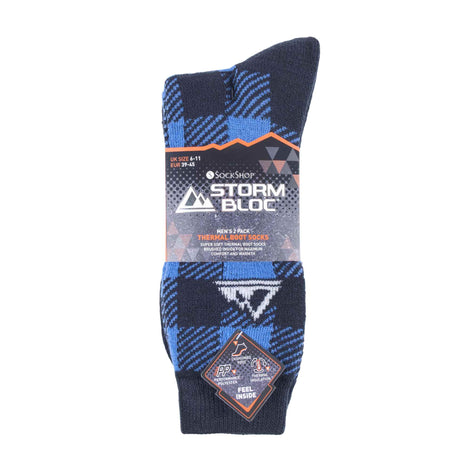 2 Pack Men's Thick Cushioned Patterned Winter Warm Thermal Boot Socks for Hiking