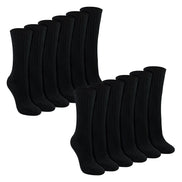 Ladies 12 Pack 100% Cotton Soft Breathable Socks
