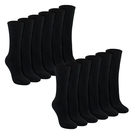 Ladies 12 Pack 100% Cotton Soft Breathable Socks