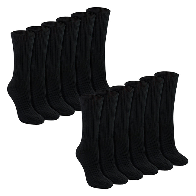Ladies 12 Pack 100% Cotton Soft Breathable Socks
