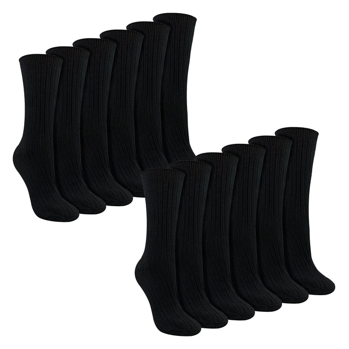 Ladies 12 Pack 100% Cotton Soft Breathable Socks