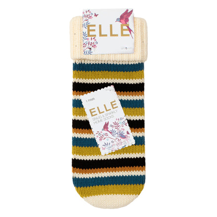 1 Pair Ladies Chunky Fair Isle Moccasin Grip Socks - Warm Winter Slipper Socks