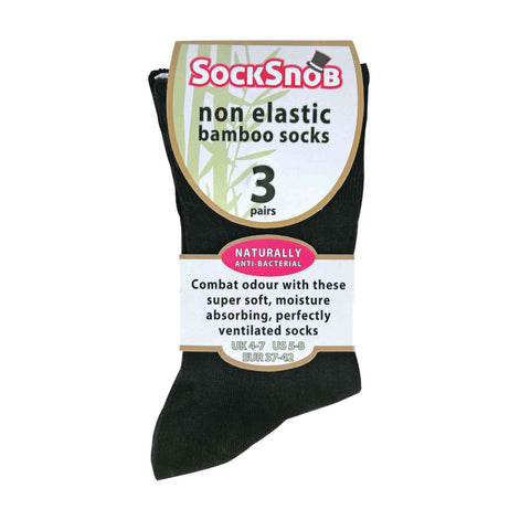 3 Pack Ladies Anti Odour Loose Wide Bamboo Socks with Non Elastic Top