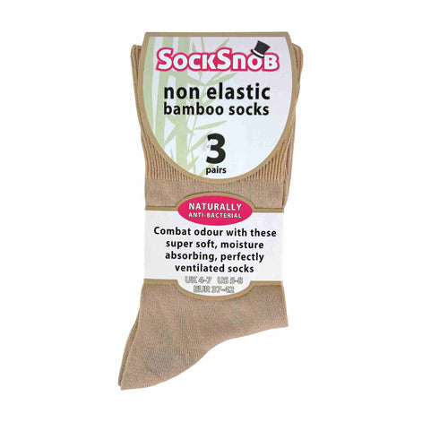 3 Pack Ladies Anti Odour Loose Wide Bamboo Socks with Non Elastic Top