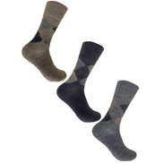 3 Pack Men's Non Elastic Lambs Wool Blend Socks with Loose Top