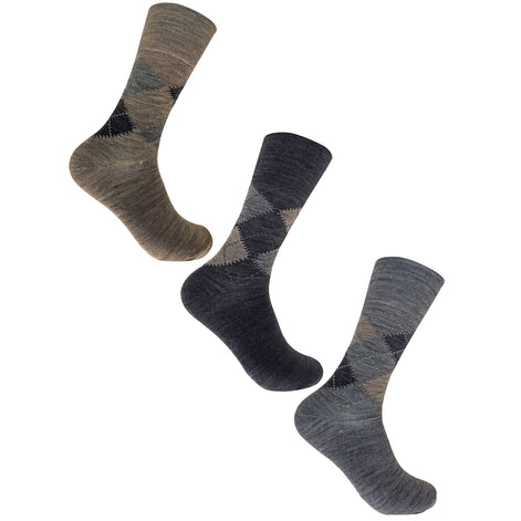 3 Pack Men's Non Elastic Lambs Wool Blend Socks with Loose Top