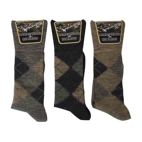 3 Pack Men's Non Elastic Lambs Wool Blend Socks with Loose Top