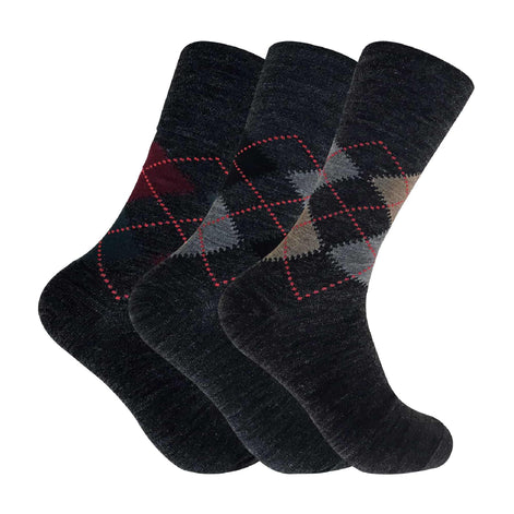 3 Pack Men's Non Elastic Lambs Wool Blend Socks with Loose Top