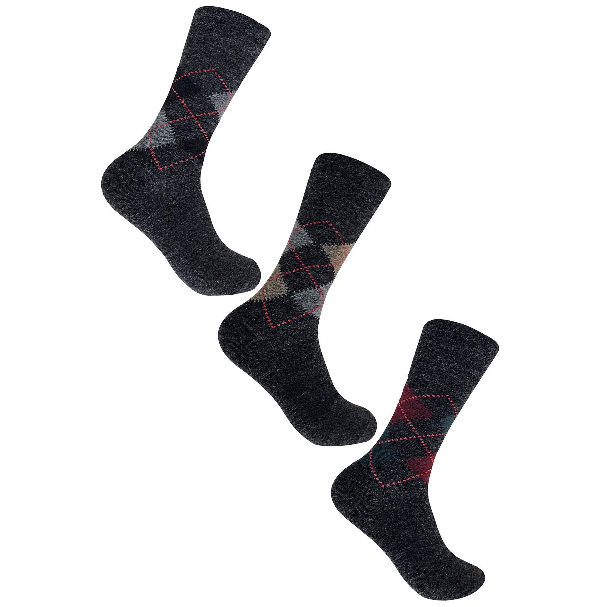 3 Pack Men's Non Elastic Lambs Wool Blend Socks with Loose Top