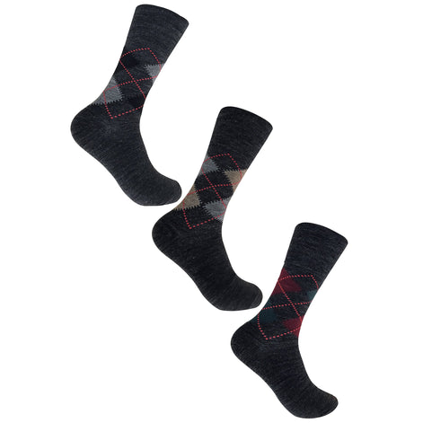 3 Pack Men's Non Elastic Lambs Wool Blend Socks with Loose Top