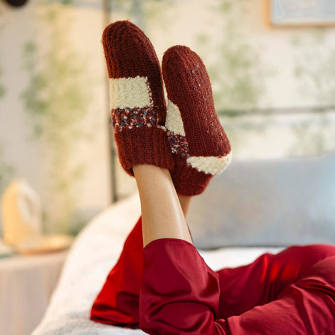 1 Pair Ladies Sherpa Lined Slipper Socks - Warm Fluffy Cosy Indoor Comfort