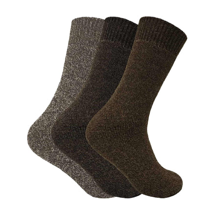 3 Pack Men's Padded Sole Winter Warm Thermal Wool Walking Boot Socks