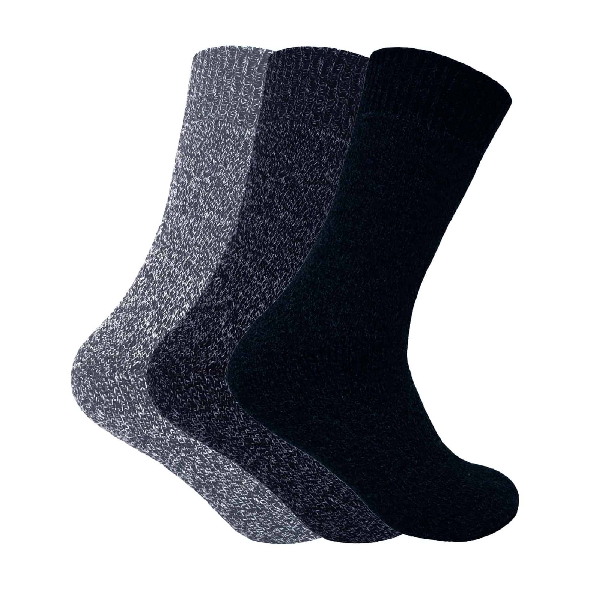 3 Pack Men's Padded Sole Winter Warm Thermal Wool Walking Boot Socks