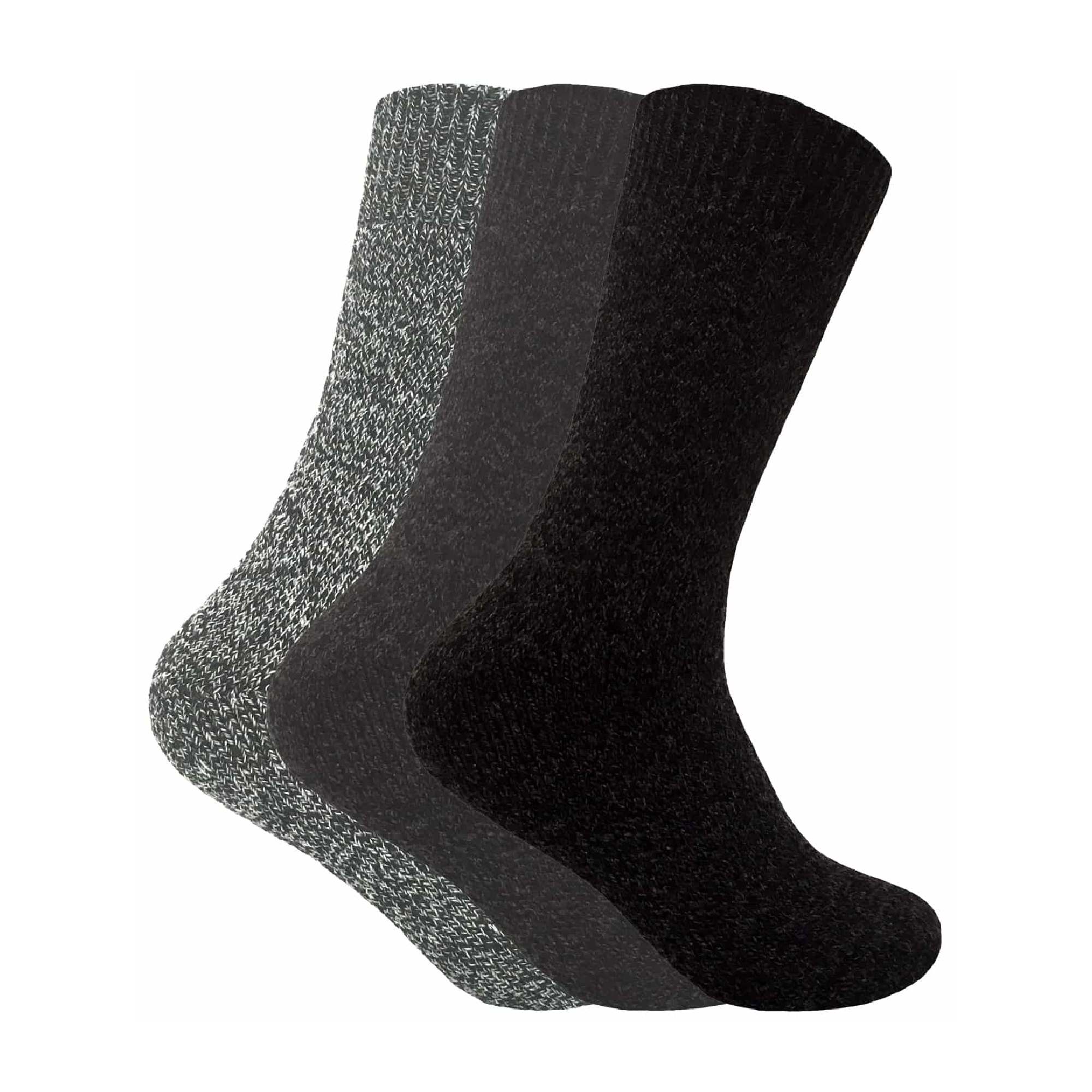 3 Pack Men's Padded Sole Winter Warm Thermal Wool Walking Boot Socks