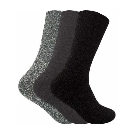 3 Pack Men's Padded Sole Winter Warm Thermal Wool Walking Boot Socks