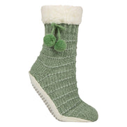 1 Pair Ladies Chenille Slipper Socks with Moccasin Sole - Soft Cosy Comfort