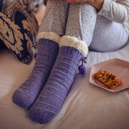 1 Pair Ladies Chenille Slipper Socks with Moccasin Sole - Soft Cosy Comfort