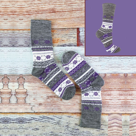 3 Pack Ladies Warm Fairisle Thermal Viloft Socks for Winter